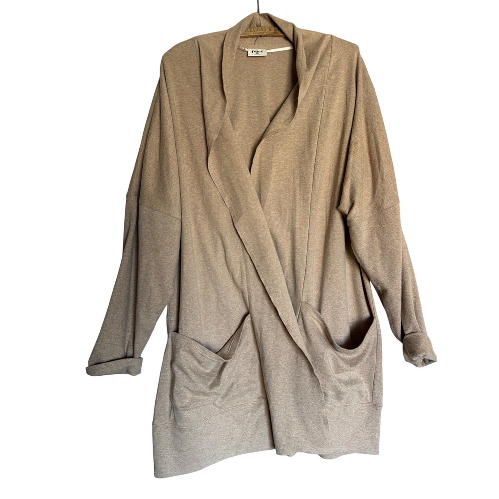 Pact Oversized Open-Front Cardigan in Taupe